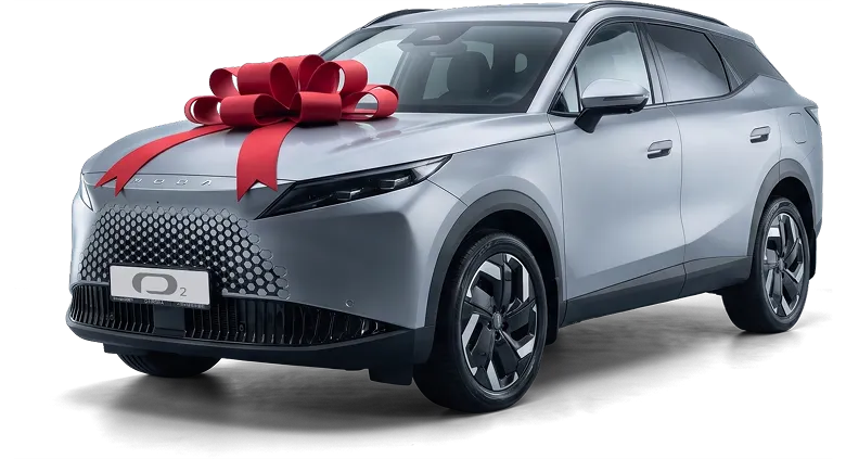 Изображение автомобиля в подарочной ленте